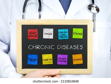 Chronic Diseases - Doctor With Chalkboard Concept