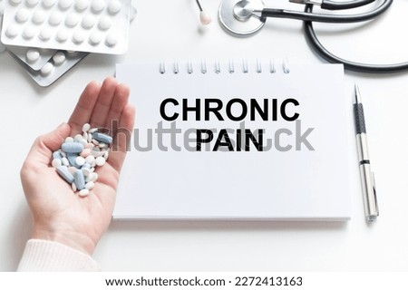 CHRONIC PAIN and Background of Medicaments Composition, Stethoscope, mix therapy drugs doctor and selectfocus