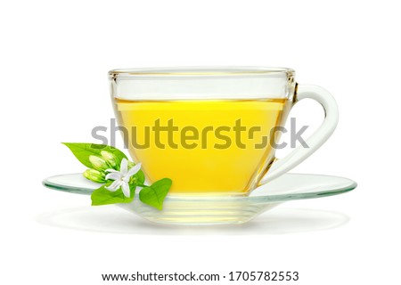 Chrysanthemum tea in a glass isolated on white background