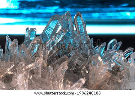 Chrystal structure close up with blue background