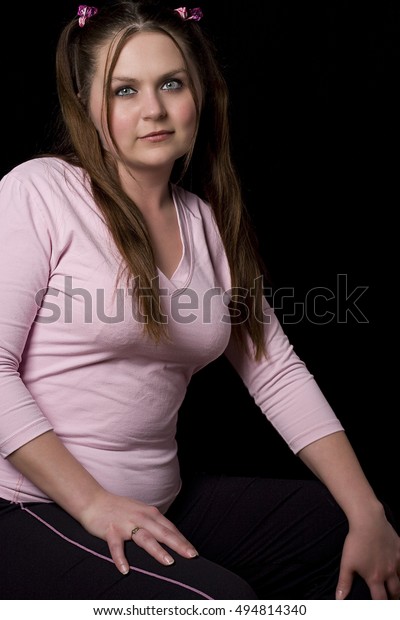 Chubby Girl Pink Shirt Stock Photo Edit Now 494814340