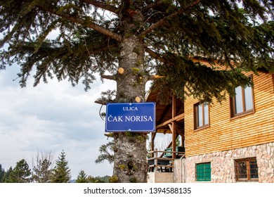 Chuck Norris Road on Trebevic Mountain in Bosnia and Herzegovina Near Sarajevo