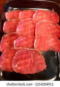 Chuck Tender Of Wagyu Sliced On Plate Prepared For Shabu.Japanese Foods.