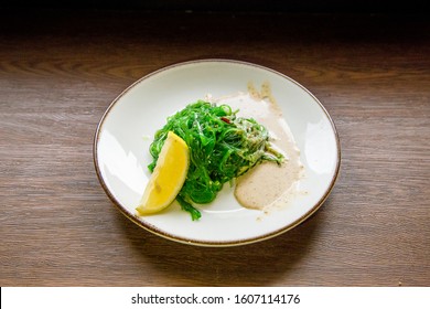 chuka salad with peanut sauce on a plate