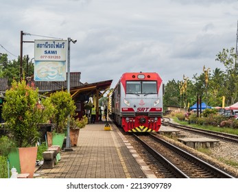 Chumphon Thailand September 28 2022 : QSY. New Locomotive Of Thailand Running Testing Before Service At Sawi Station