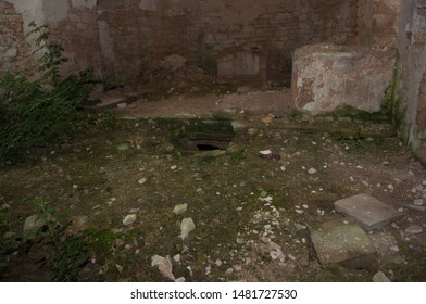 Church Altar And Enter To The Dungeon In The Abandoned Church