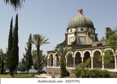 The Church Of The Beatitudes was built on a hill overlooking the Sea of Galilee and is the accepted site where Jesus preached the Sermon on the Mount.