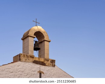 Church bell in aegean island Hydra, Saronic gulf, Greece 