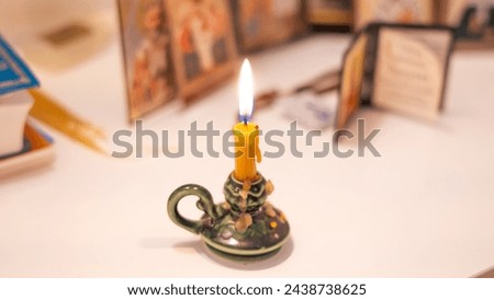 church candle close up bokeh, prayer and lent concept. High quality photo