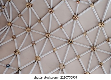 Church Ceiling, Gold Decoration Pattern Background.