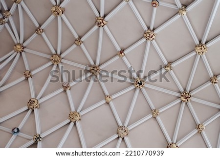 Church ceiling, gold decoration pattern background.