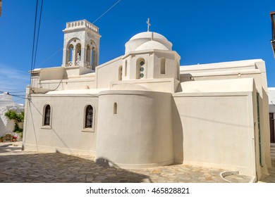 Church in Chora, Naxos, Greece. Traditional cycladic architecture. - Shutterstock ID 465828821