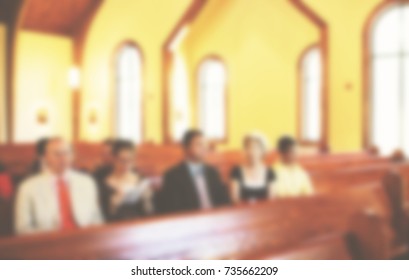 Church Congregation Service Blurred