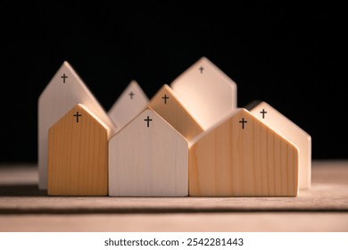 Church with its cross symbolizing Jesus Christ, stands as holy building where community gathers in faith and belief to worship God. church, cross, jesus christ, belief, community, estate, faith, god. - Powered by Shutterstock