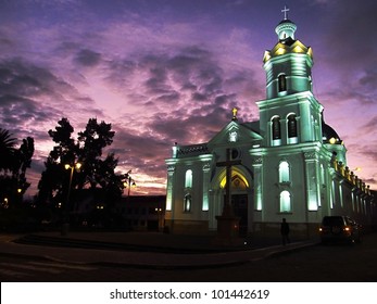 Church At Dusk, Cuenca, Ecuador