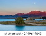 Church of the Good Shepherd at sunset, Lake Tekapo, Canterbury region, South Island, New Zealand, Pacific 