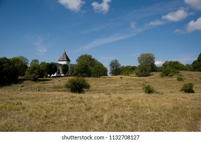 Adelsö Church With Grave Field With Larger Viking Burial Mounds From 1 000s Ekerö, Stockholm