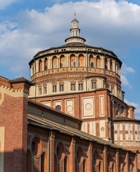 Church Of Holy Mary Of Grace (Chiesa Di Santa Maria Delle Grazie, 1497), This Church Is Famous For Hosting Leonardo Da Vinci Masterpiece "The Last Supper",Milan, Italy.