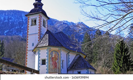 The Church of the Holy Spirit, Triglav National Park (Cerkev sv. Duha, Triglavski narodni park) - Ribcev Laz, Slovenia - Shutterstock ID 1636939894