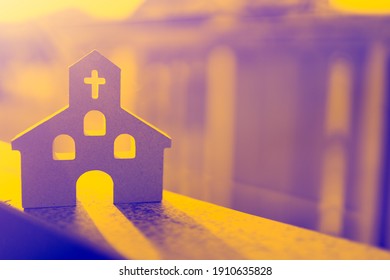 Church at home background.Sunday service.Servant, Christianity, Catholic, Cross and Jesus christ.Worship and Praise in Church.Community body of christ.Church design background.Online worship.Lockdown. - Shutterstock ID 1910635828
