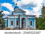 Church in honor of the Vladimir Icon of the Mother of God, years of costruction 1809 - 1811. Introduction to the Temple monastery also known as Optina Pustyn, city Kozelsk, Russia