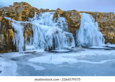 Church Mountain Falls, Kirkjufellsfoss Waterfall In Snaefellsnes, Iceland