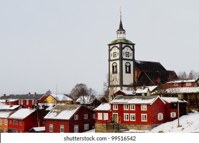 The Church In Røros, Norway In Snow