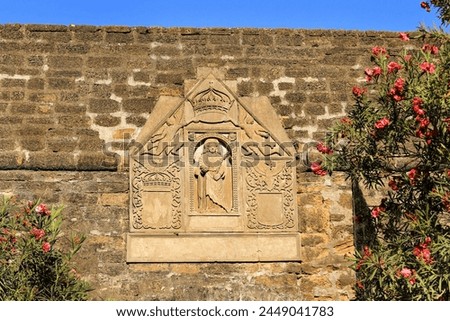Church old mural art in vintage ancient era fort in Diu Island. built by Portuguese, located in Diu district of Union Territory Daman and Diu India. old architecture It is a sixteenth century fort