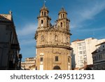 Church of the Pilgrim Virgin in old town center of Pontevedra. Is a Roman Catholic Church. Construction began in 1778 and it is one of the most symbolic and important buildings in city of Pontevedra