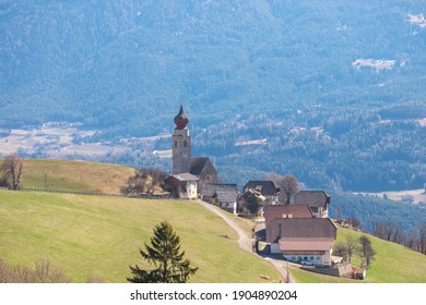 Church in Renon Ritten Bolzano Alps Italy, sunny day.