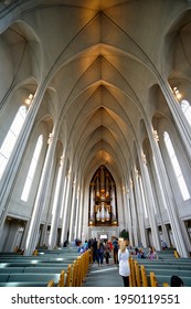 Hallgrímskirkja Church. Reykjavik Iceland. July 2020