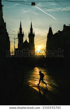 Similar – Auf einer einsamen Straße Richtung Sonnenuntergang