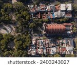 Church of San Agustín in the heart of Polanco, seen from a drone, Mexico City