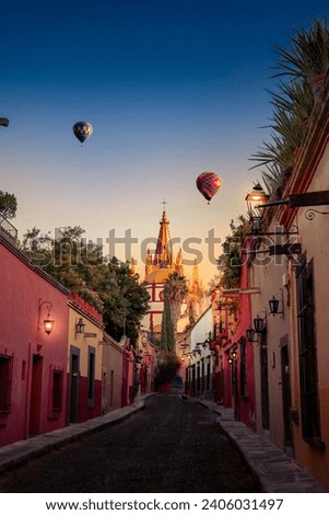 Church in san miguel de allende at the sunset