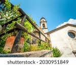 Church san Rocco view at Limone sul Garda with old and traditional architecture