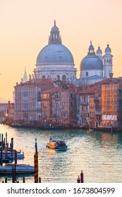 Church of San Simeone Piccolo and Grand Canal at dawn in Venice, Italy - Shutterstock ID 1673804599