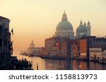 Church Santa Maria della Salute and Grand Canal view before sunrise, Venice, Italy.