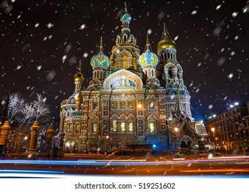 Church Of The Saviour On Spilled Blood In St. Petersburg In Winter