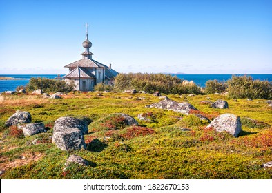 Church Of St. Andrew The First-Called, Mossy Stones And Rich Vegetation Of The Zayatsky Islands