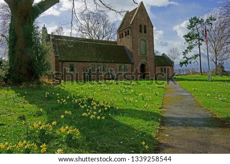 The church of St Edward the Confessor, in early spring sunshine, Kempley, Gloucestershire, UK