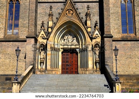 Church of St. Ludmila, Vinohrady, Prague, Czech Republic. Beautiful vintage Neo gothic catholic church