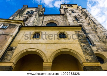 The Church of St.Gile in Prague, gothic style architecture in Praha, Czech Republic