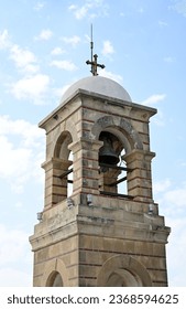 Church tower bell. blue sky