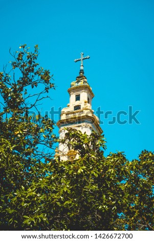 Similar – Image, Stock Photo steeple top Sky Church