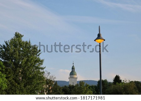 A church tower and a lantern in Donja Stubica, Croatia. Stock photo © 