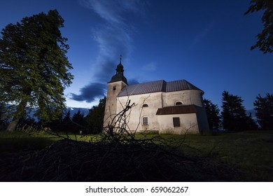 Church at Twilight, Sveti Urh - Notranjska, Slovenia
