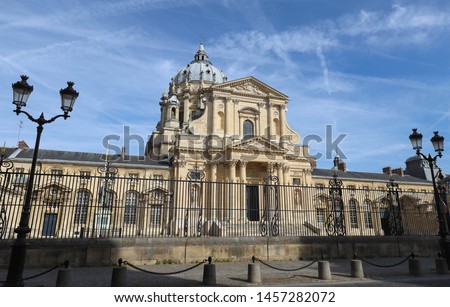 The Church of the Val-de-Gr ce is a Roman Catholic church in the 5th arrondissement of Paris. Inscription on facade in Latin : to the infant Jesus and his mother the Virgin. [[stock_photo]] © 