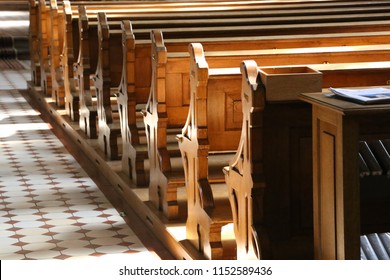Church wooden bench - Shutterstock ID 1152589436