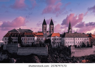 Churches in the light of the setting sun