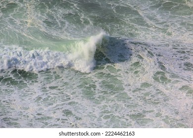 Churning Ocean Water The Flow And Churning Of The Pacific Ocean, Whitecaps, Foaming, Rise And Fall   Movement Of Ocean Water